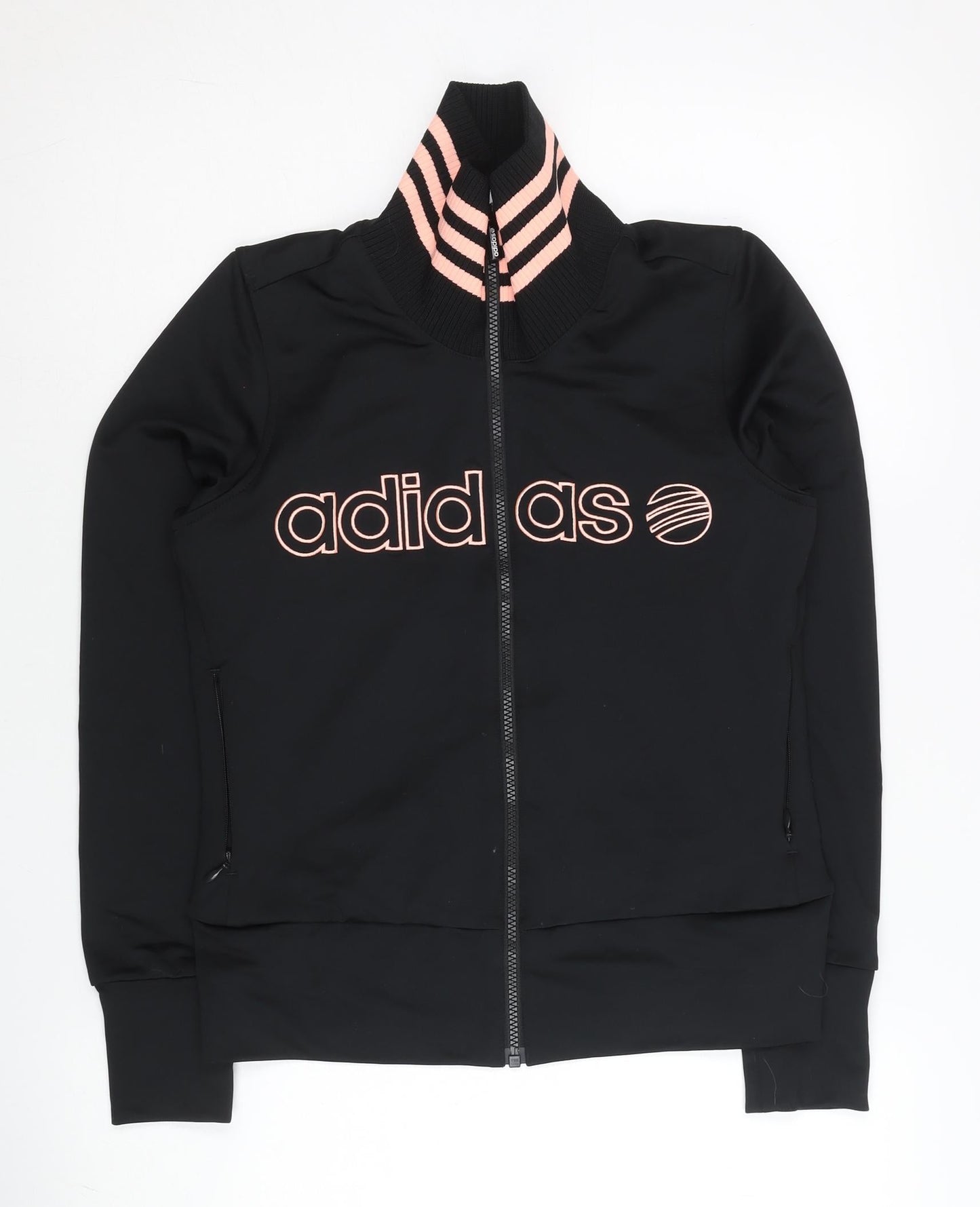 Adidas Womens Black Track Jacket Size 10 Full Zip Sportswear