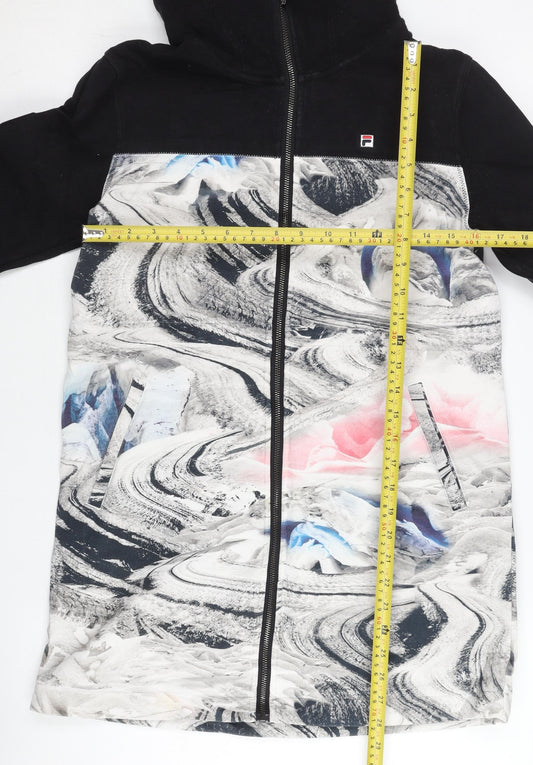 Fila Women's Black Multicoloured Full Zip Hoodie Size 6