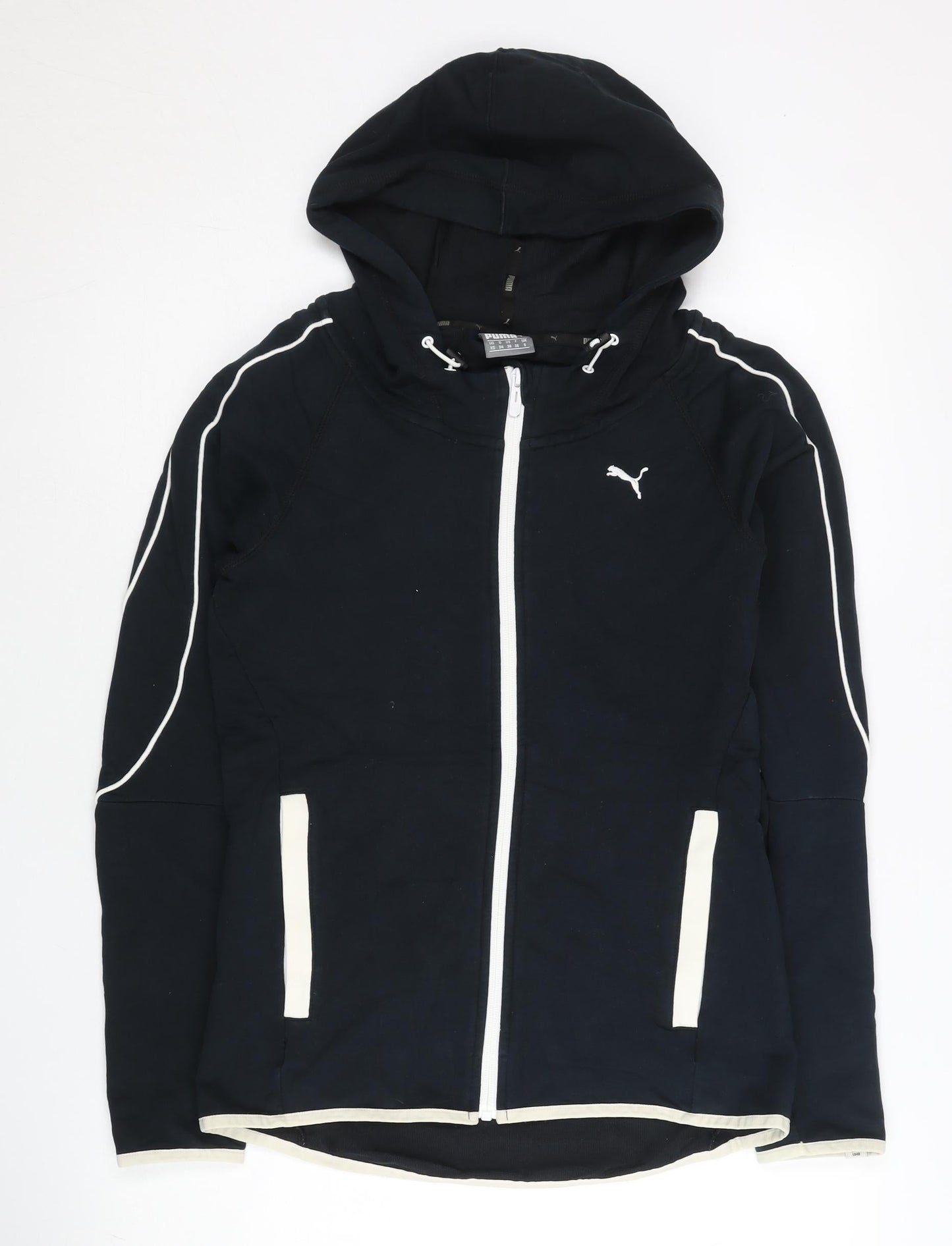 Puma Womens Black Full Zip Hoodie Size 8 UK Athletic Sportswear
