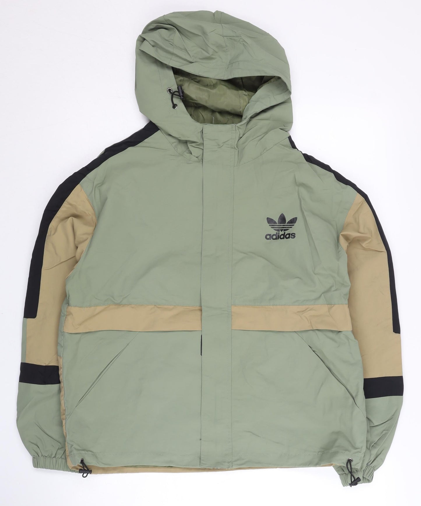 Adidas Unisex Adults Green Beige Windbreaker Jacket M Hooded