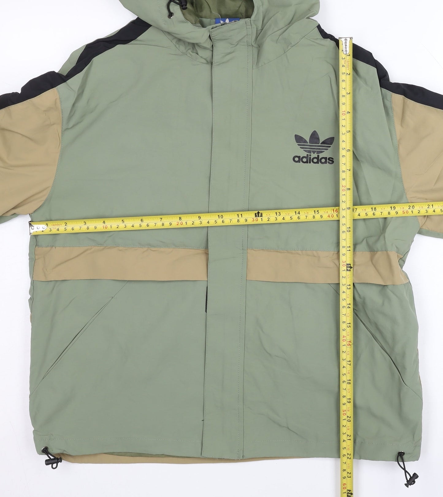 Adidas Unisex Adults Green Beige Windbreaker Jacket M Hooded