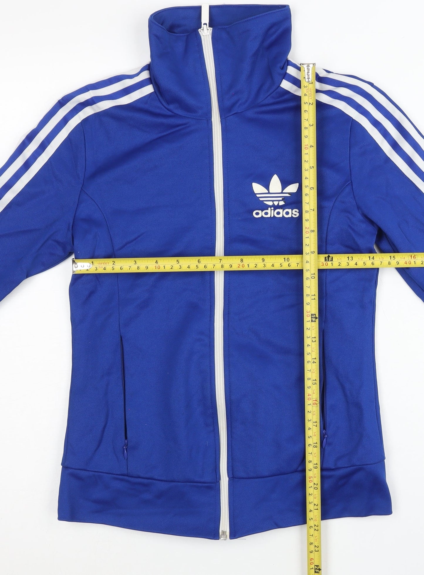 Adidas Women’s Blue Track Jacket Size 8 Full Zip Cotton Blend