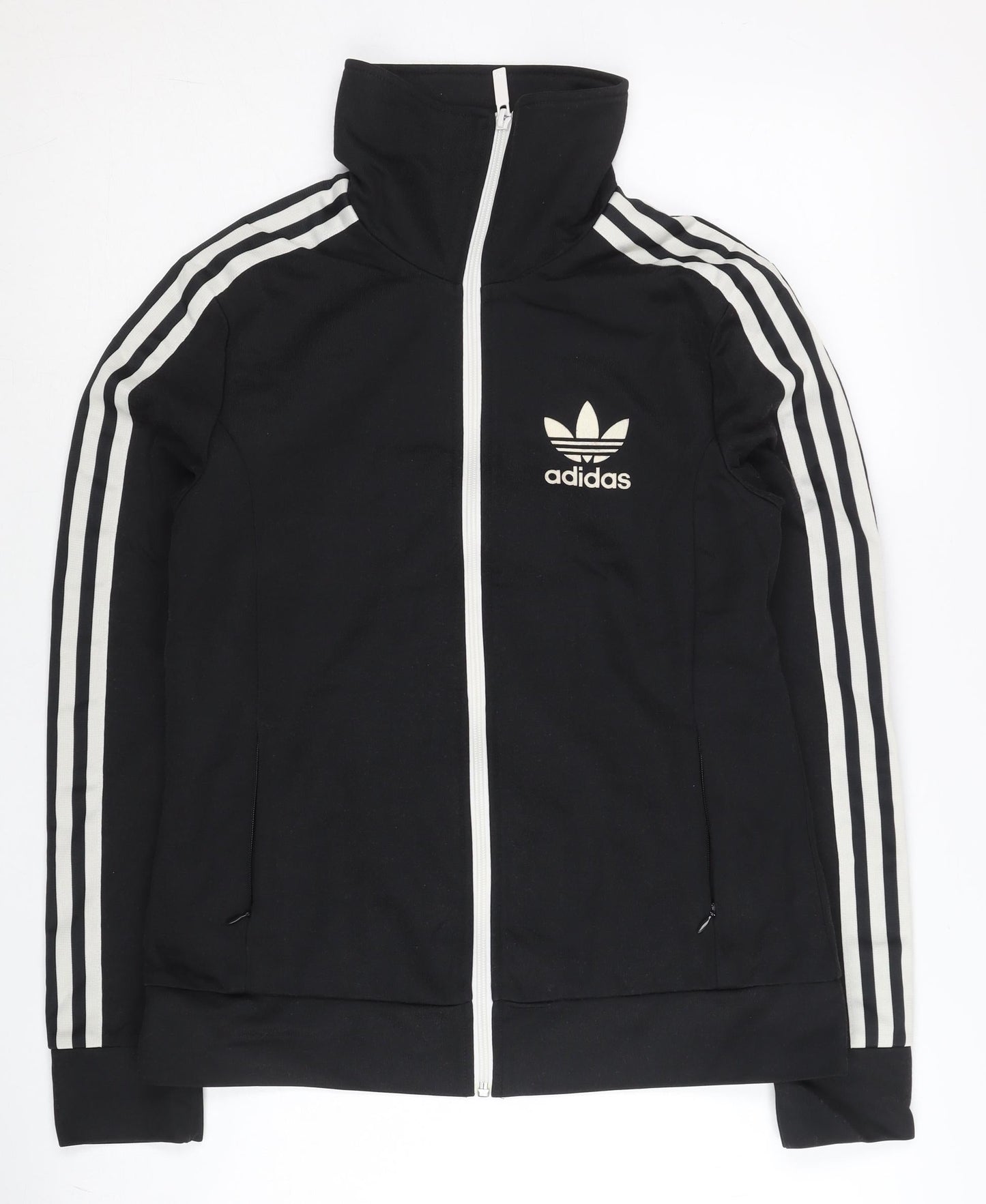 Adidas Womens Black Size 10 Track Jacket Full Zip Activewear
