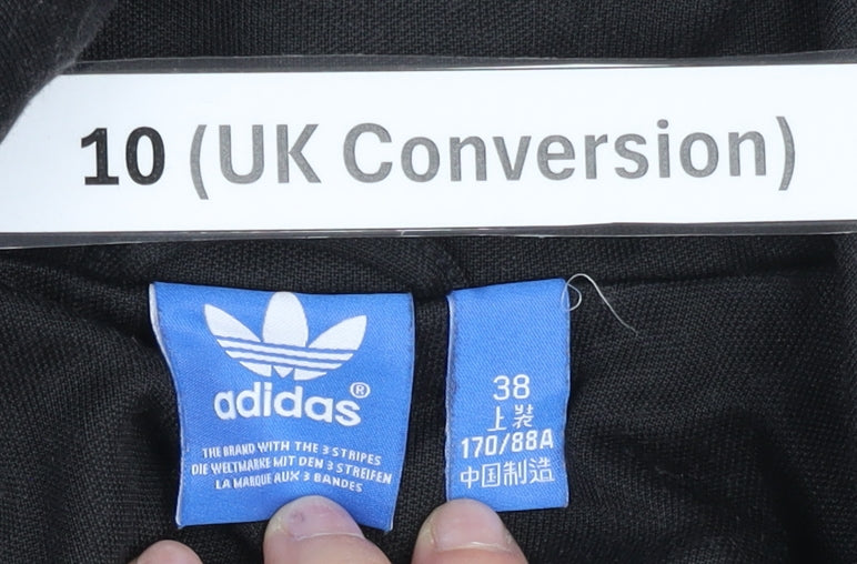 Adidas Womens Black Size 10 Track Jacket Full Zip Activewear