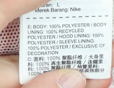 Nike Womens Red White Windbreaker Jacket Size L Hooded Full Zip