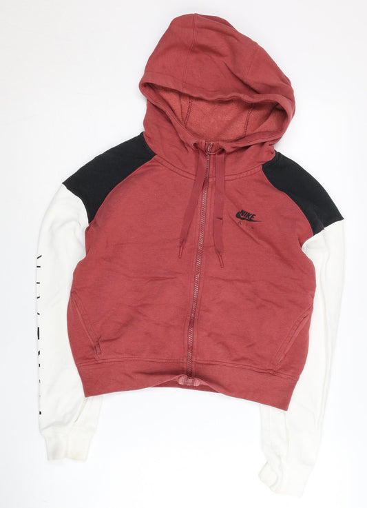Nike Air Women’s Red Colourblock Hoodie Sweatshirt Size M