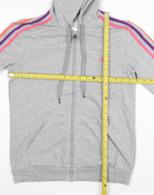 Adidas Womens Grey Full Zip Hoodie Jacket Size 10 Sportswear