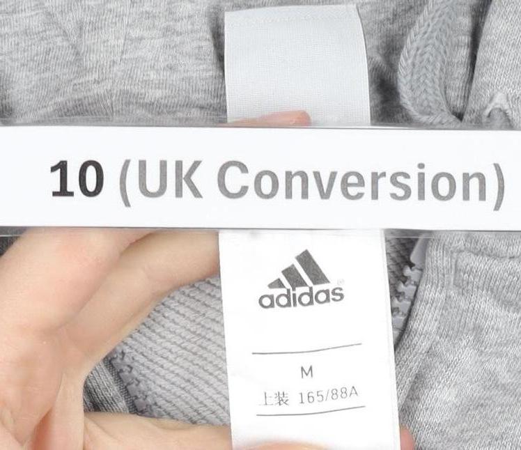 Adidas Womens Grey Full Zip Hoodie Jacket Size 10 Sportswear