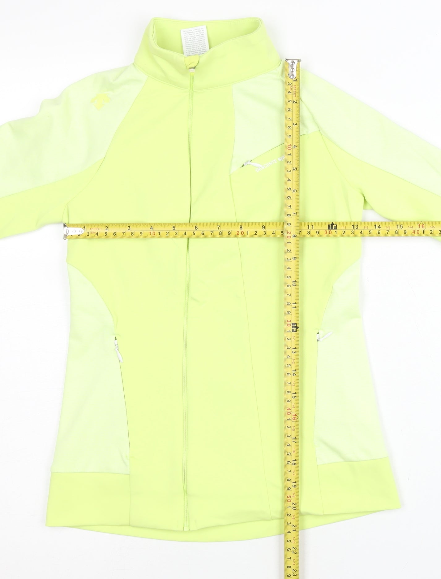 Descente Women’s Yellow Track Jacket Size 6 Slim Fit Full Zip