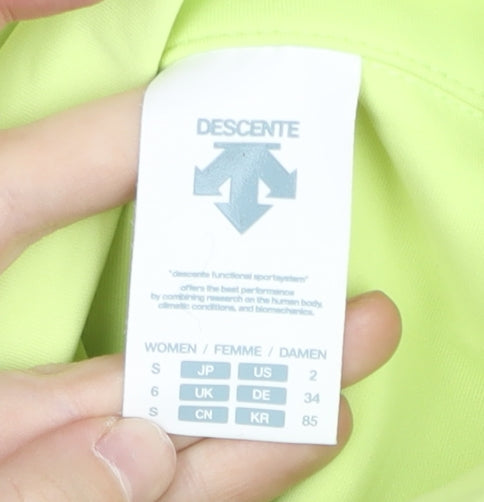 Descente Women’s Yellow Track Jacket Size 6 Slim Fit Full Zip