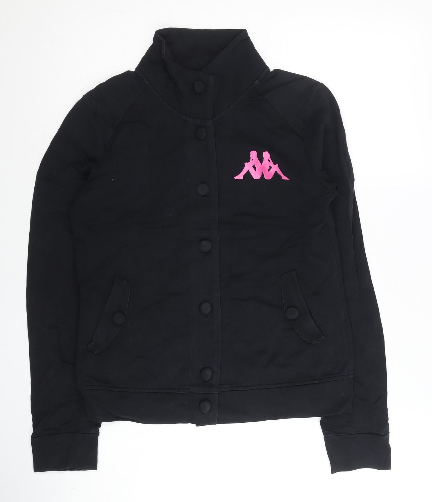 Kappa Womens Black Bomber Jacket Size 8 Logo Sports Casual