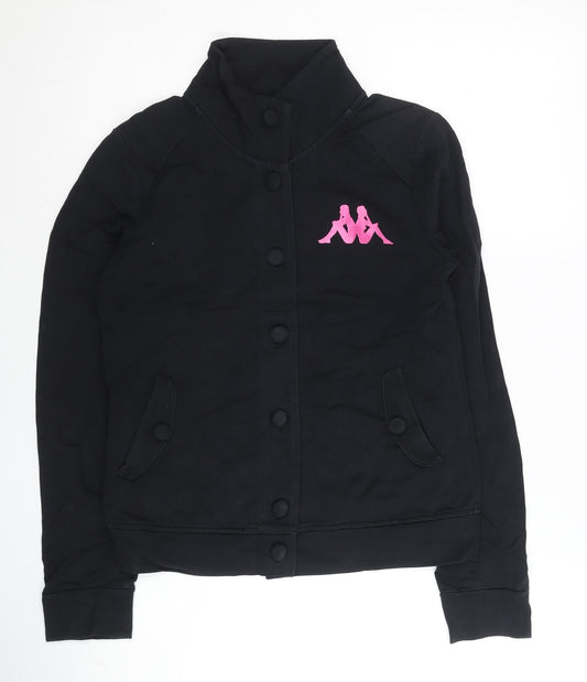 Kappa Womens Black Bomber Jacket Size 8 Logo Sports Casual