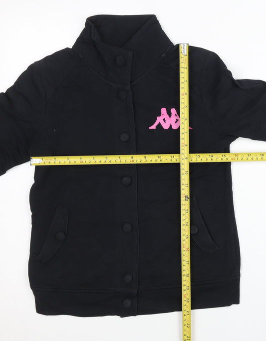 Kappa Womens Black Bomber Jacket Size 8 Logo Sports Casual