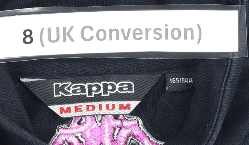 Kappa Womens Black Bomber Jacket Size 8 Logo Sports Casual