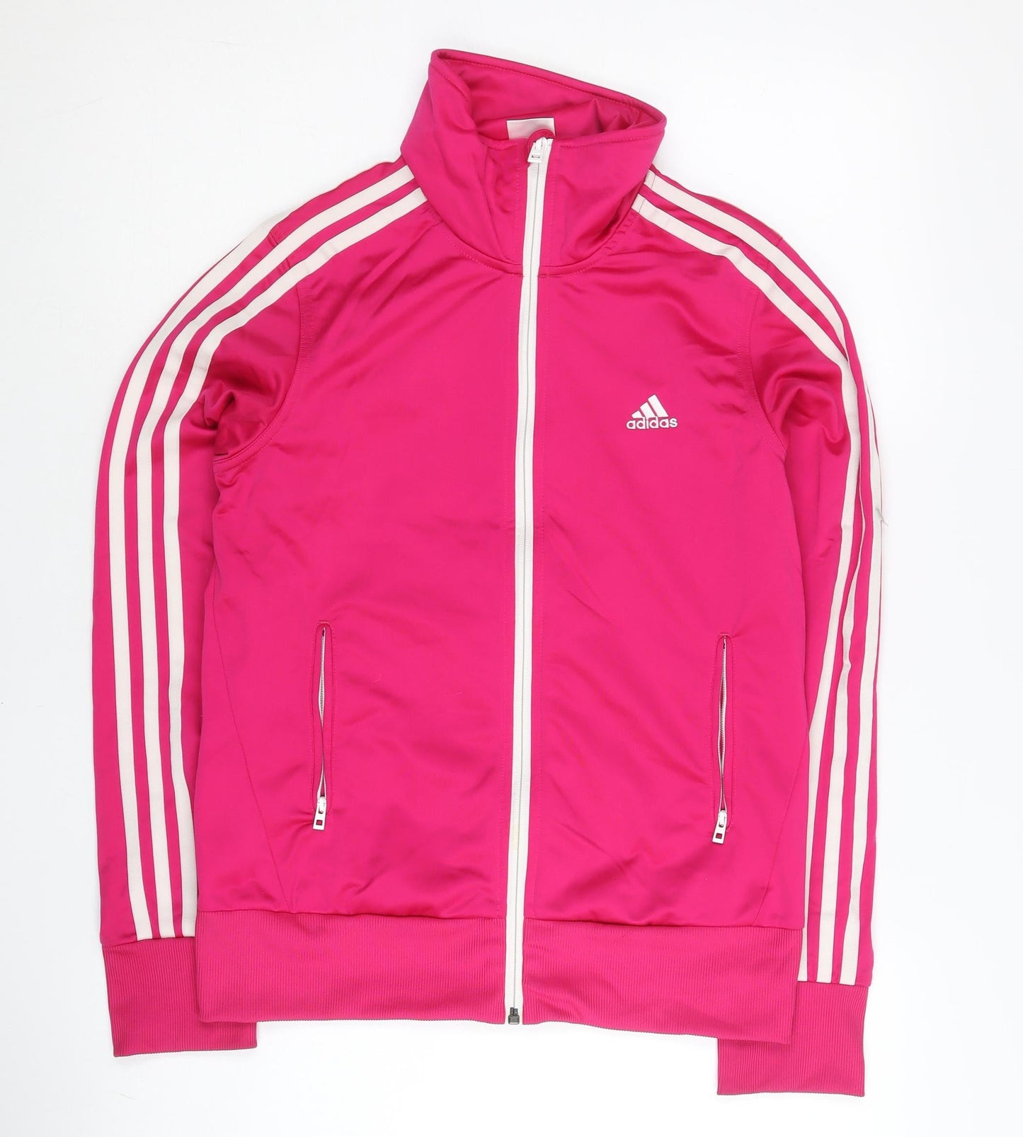 Adidas Womens Pink Size 12 Track Jacket Full Zip Sports Top
