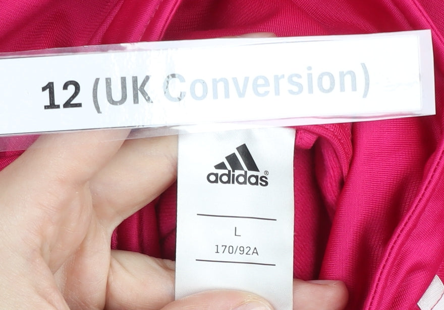 Adidas Womens Pink Size 12 Track Jacket Full Zip Sports Top