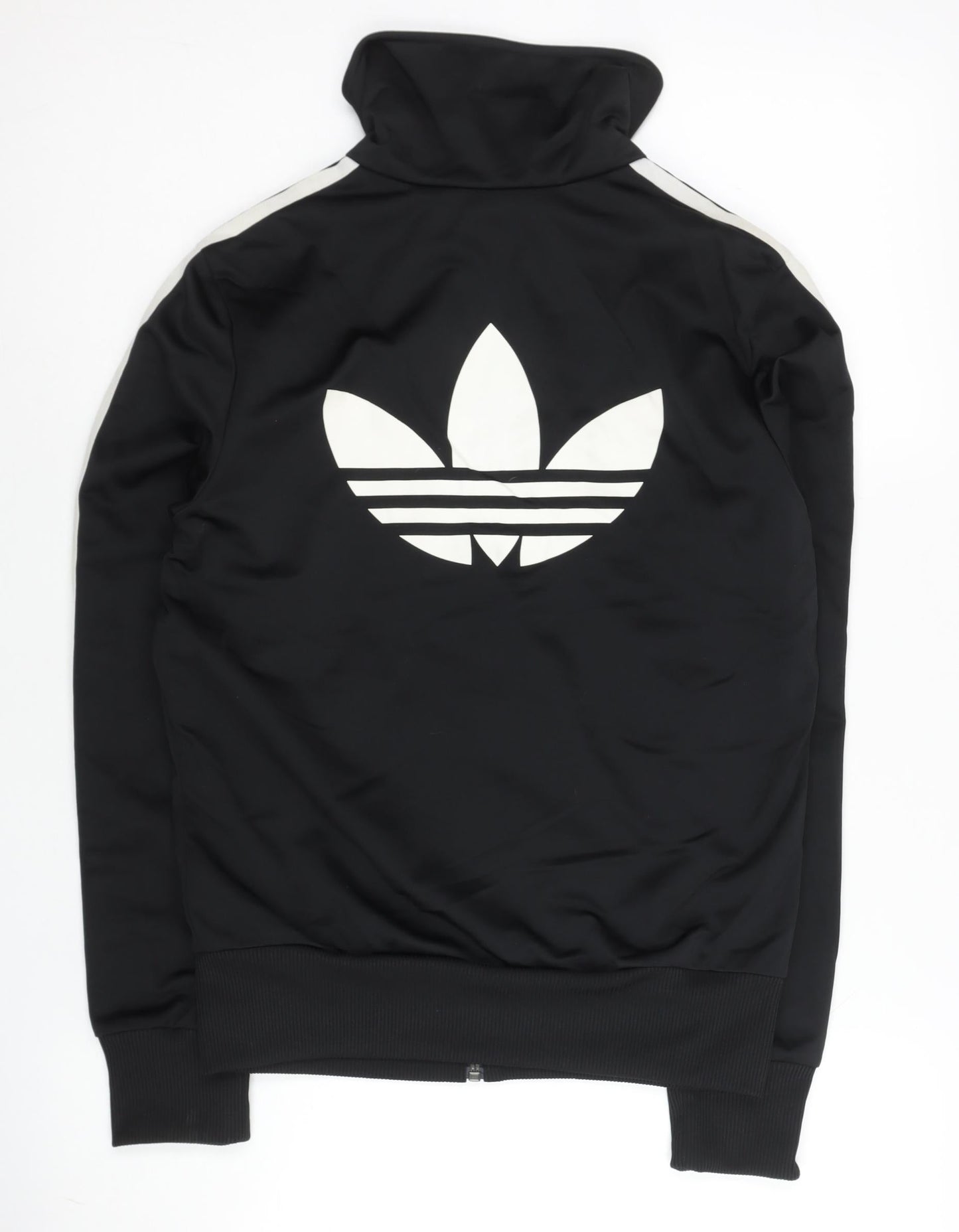 Adidas Womens Black Size 10 Track Jacket Full Zip Logo Sportswear