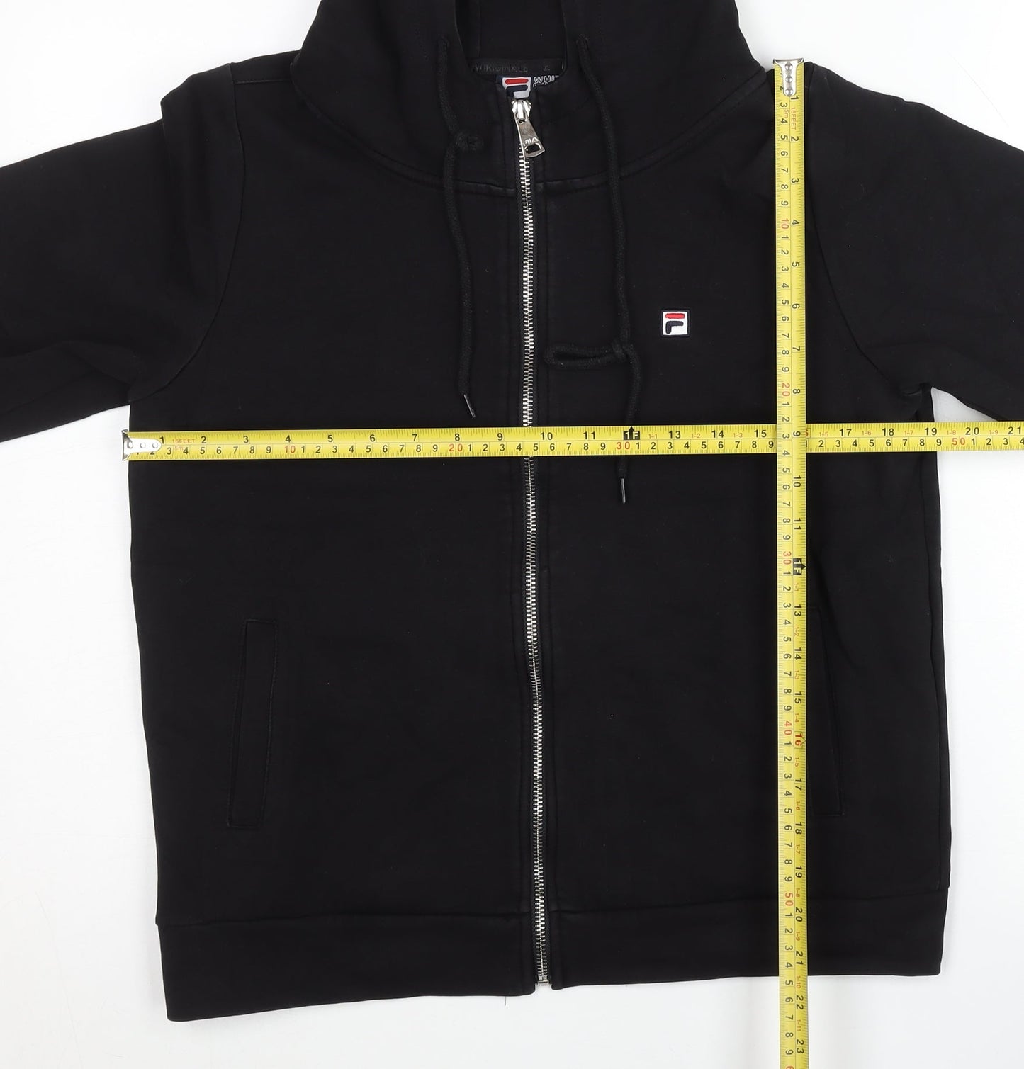 Fila Unisex Black Full Zip Hoodie XL Logo Sports Jacket