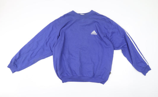 Additional front view of Adidas Men's Blue Pullover Sweatshirt, size M, Crew Neck Long Sleeve