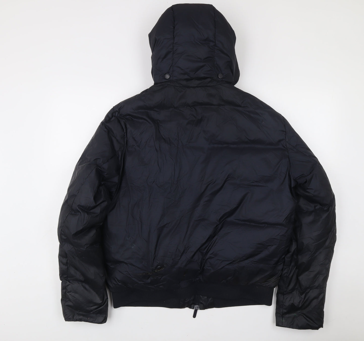 Emporio Armani Men's Black Size 52 Puffer Jacket Hooded Down