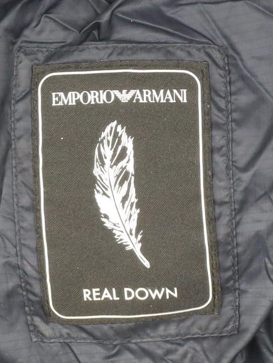 Emporio Armani Men's Black Size 52 Puffer Jacket Hooded Down