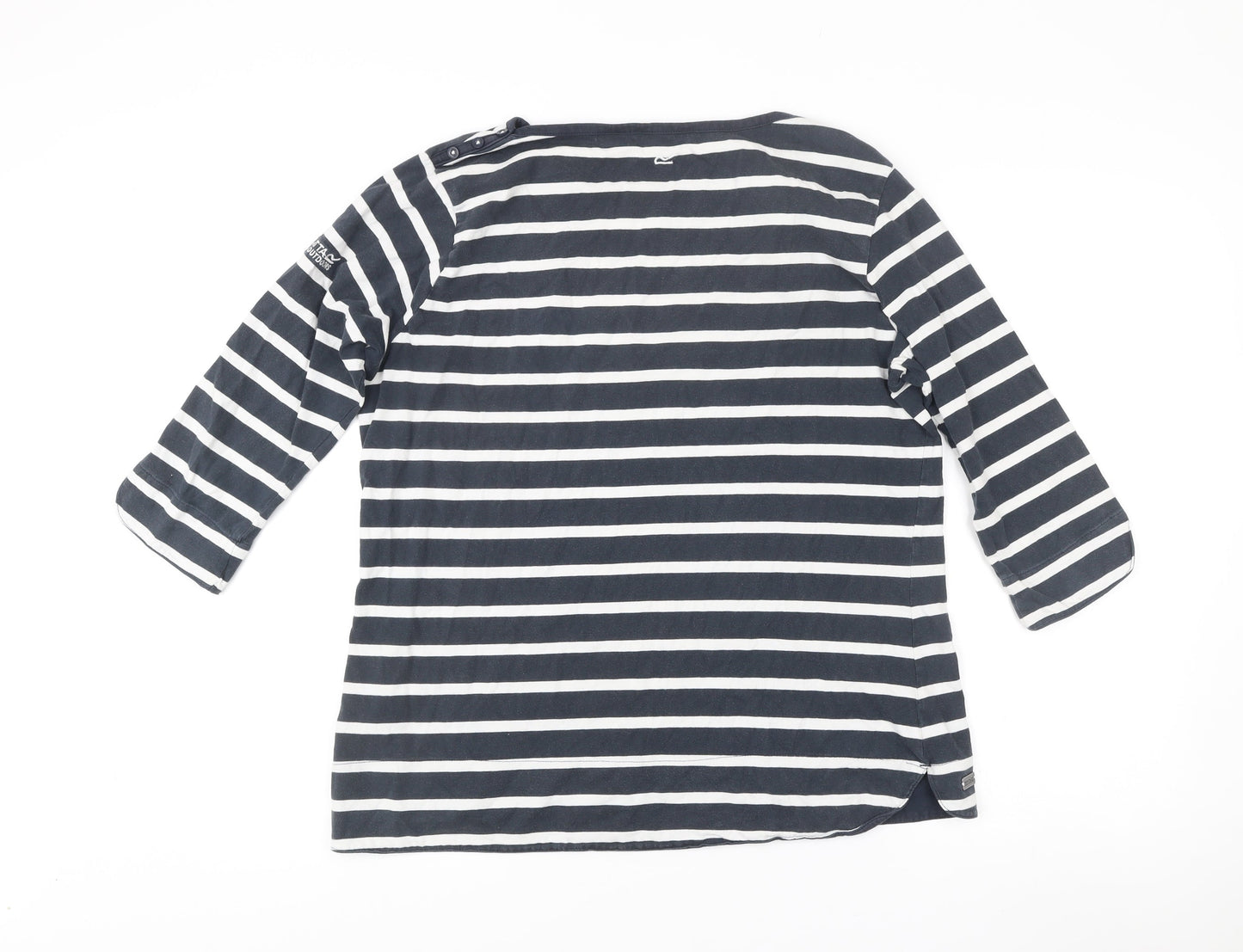 Regatta Womens Blue Striped 3/4 Sleeve Cotton Nautical T-Shirt UK 18