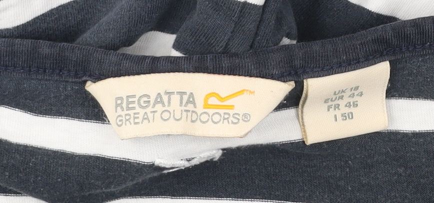 Regatta Womens Blue Striped 3/4 Sleeve Cotton Nautical T-Shirt UK 18