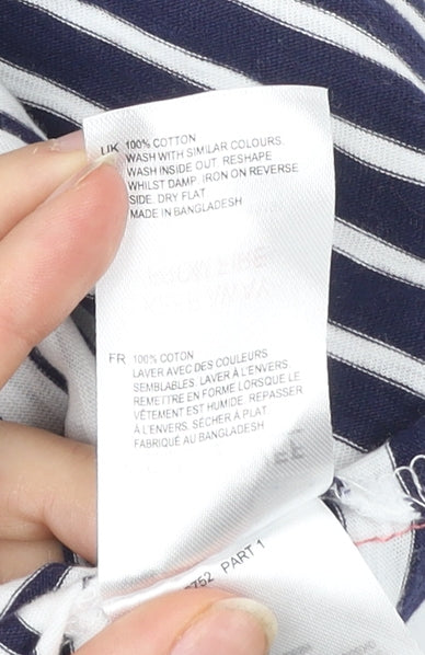 White Stuff Women’s Blue Cotton Striped Floral T-Shirt Size 10