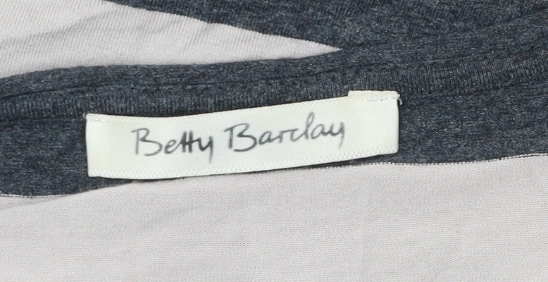 Betty Barclay Womens Grey Beige Stripe Lace Long Sleeve T-Shirt Size 12