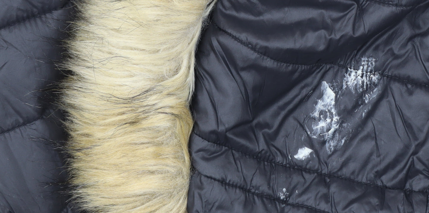 Dare2b Womens Black Size 18 Puffer Jacket Hooded Faux Fur Trim