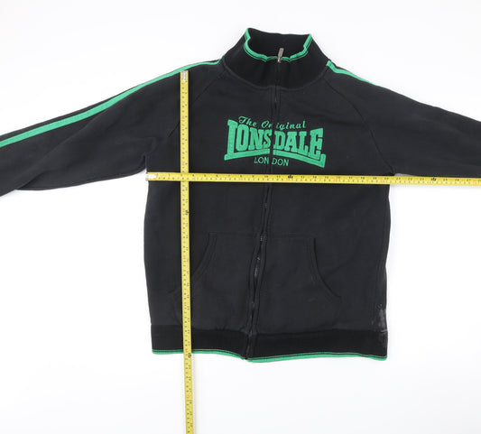 Lonsdale Men’s Black Track Jacket Size L Full Zip Cotton Blend