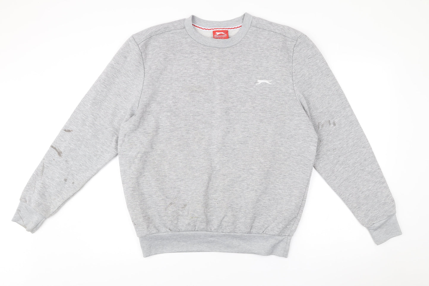 Slazenger Mens Grey L Sweatshirt Pullover Crew Neck Logo Sportswear