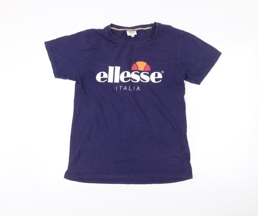 Ellesse Mens Blue Medium Graphic Logo Crew Neck Cotton T-Shirt