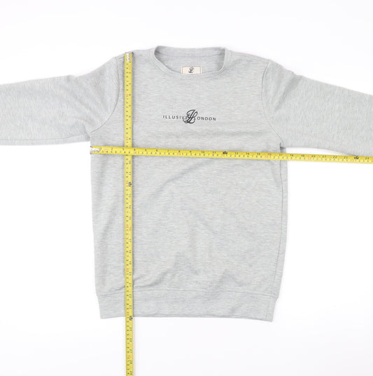 Illusive London Boys Grey Logo Sweatshirt 13-14Y Pullover Crew Neck