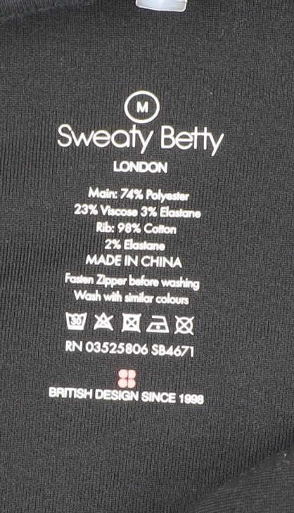 Sweaty Betty Women Black M Slim Fit Hooded Full Zip Active Jacket