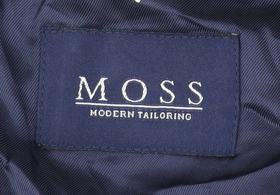 Moss Mens Black 38L Pinstripe Wool Blend Blazer Jacket