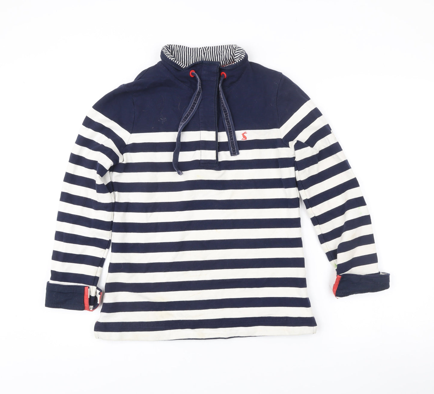 Joules Women’s Blue Striped Henley Sweatshirt Size 10 Cotton