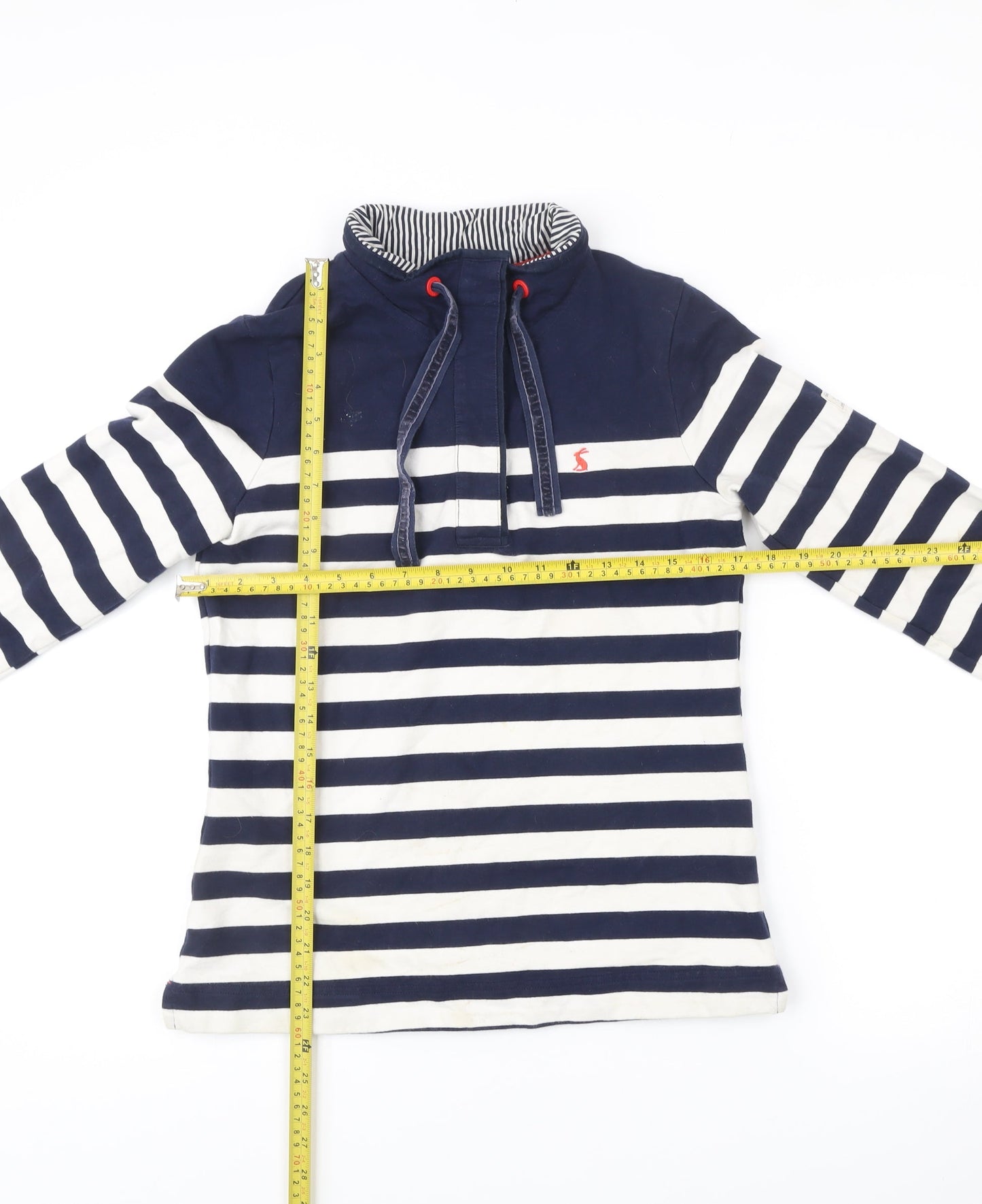 Joules Women’s Blue Striped Henley Sweatshirt Size 10 Cotton