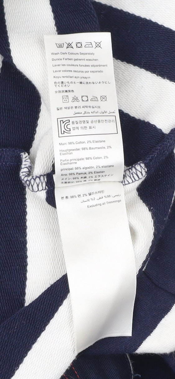 Joules Women’s Blue Striped Henley Sweatshirt Size 10 Cotton