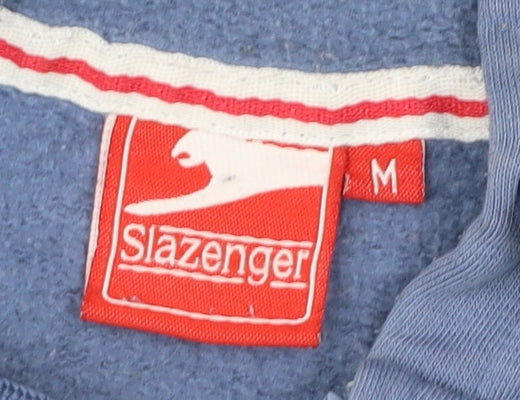 Slazenger Men's Blue Full Zip Hoodie Size M Logo Embroidered