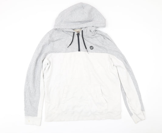 Hollister Men’s XL Grey White 1/2 Zip Hoodie Hooded Sweatshirt