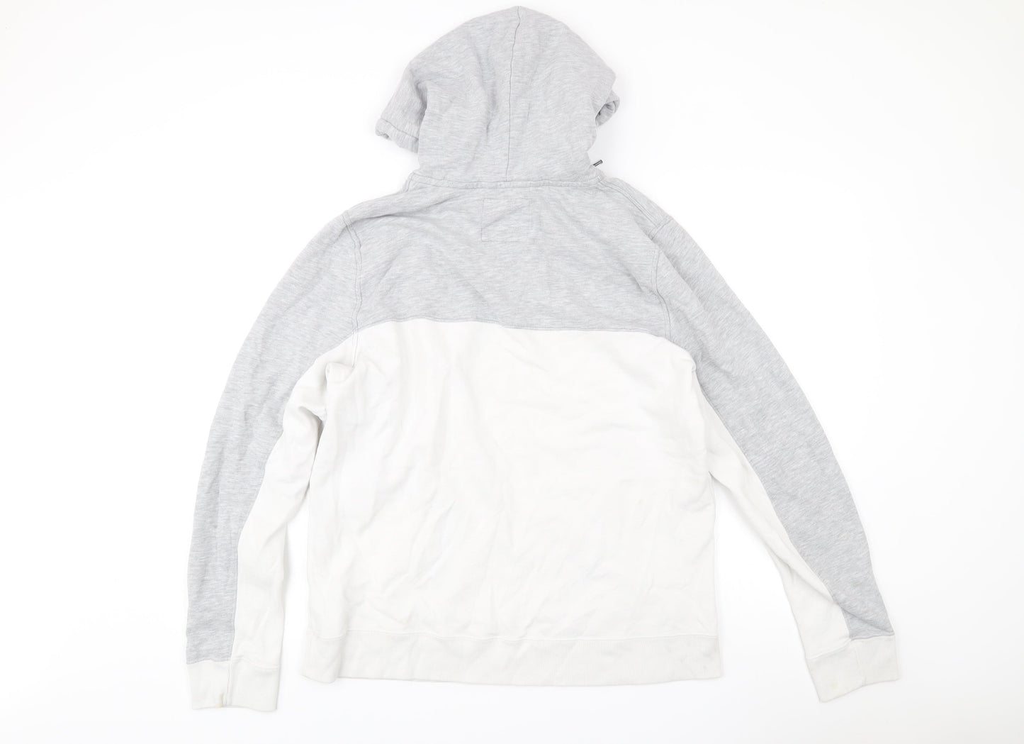 Hollister Men’s XL Grey White 1/2 Zip Hoodie Hooded Sweatshirt
