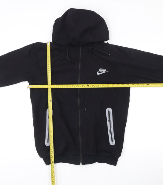 Nike Mens Black Full Zip Hoodie M Regular Fit Logo Pockets