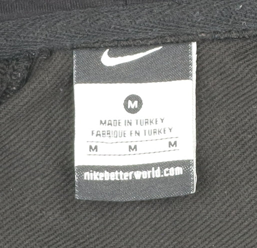 Nike Mens Black Full Zip Hoodie M Regular Fit Logo Pockets