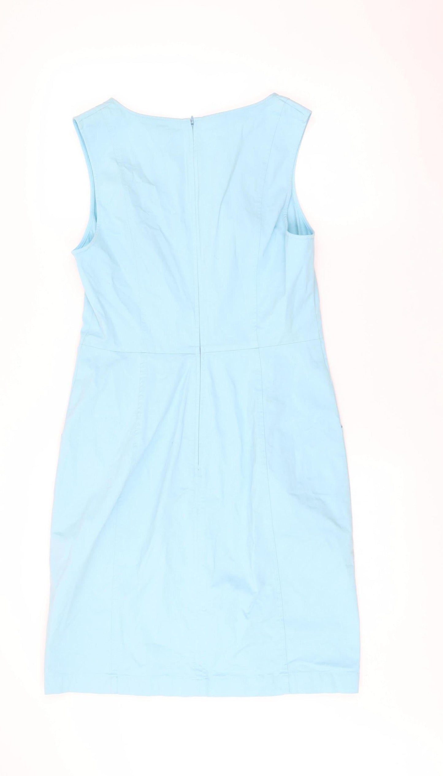 Boden Women’s Blue Cotton Blend Sleeveless Shift Dress UK 10