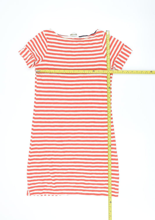 Boden Women Red Striped Cotton Shift Dress UK 8 Short Sleeve