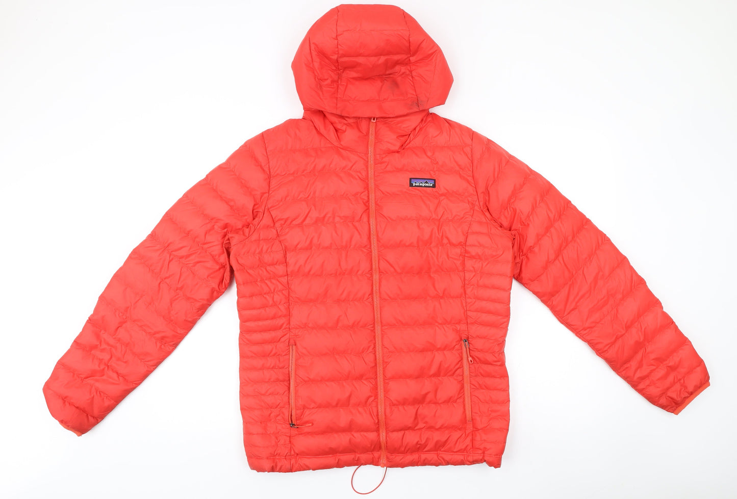 Patagonia Womens Red L Puffer Jacket Hooded Down Insulated Coat