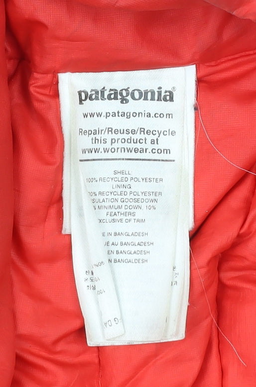 Patagonia Womens Red L Puffer Jacket Hooded Down Insulated Coat