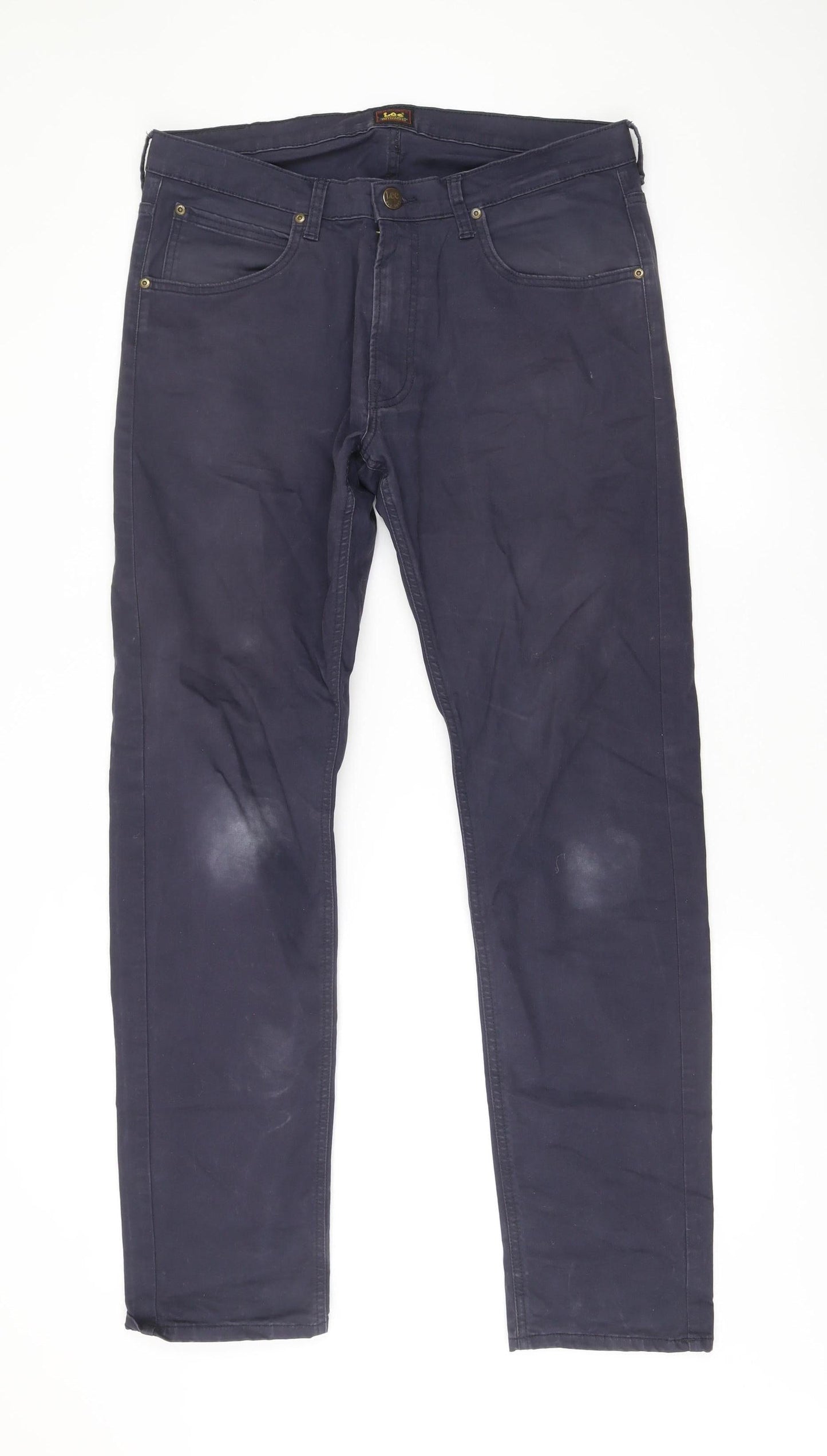 Lee Men’s Blue Chino Daren Zip Fly Trousers W34 L32 Regular Fit