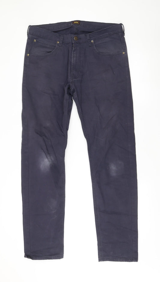 Lee Men’s Blue Chino Daren Zip Fly Trousers W34 L32 Regular Fit